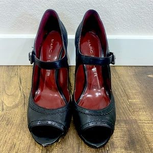 Marc Fisher Black Peep Toe Pumps w/Strap